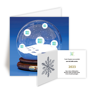 Personnaliser et commander Carte de Voeux 2024 Votre logo dans une boule de neige