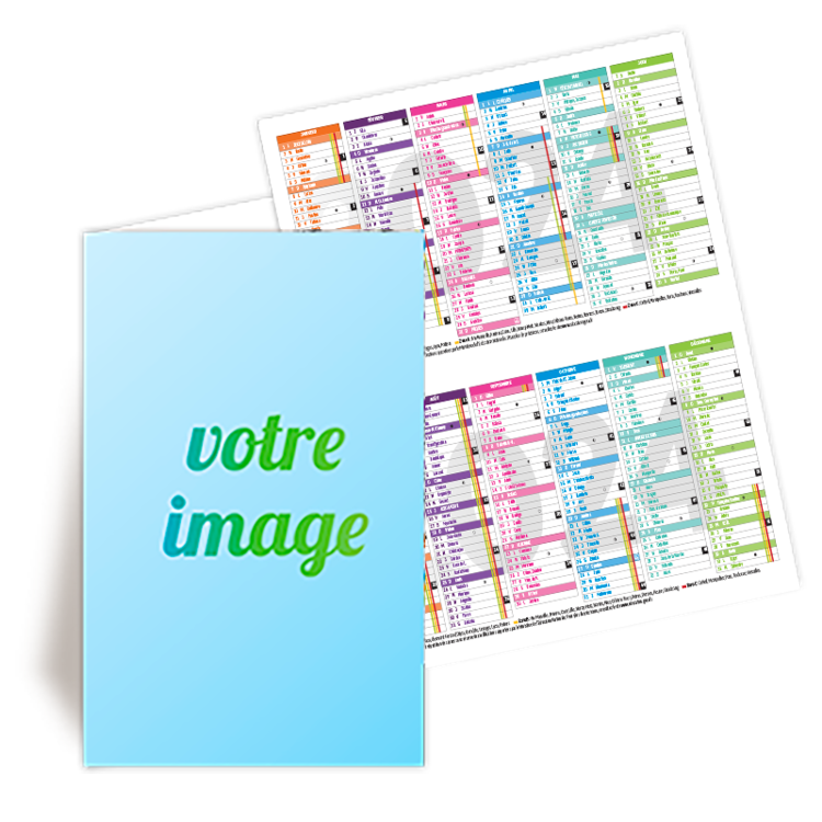 Commande  PARIS, Calendrier de Poche 2024 avec 2 images  personnaliser