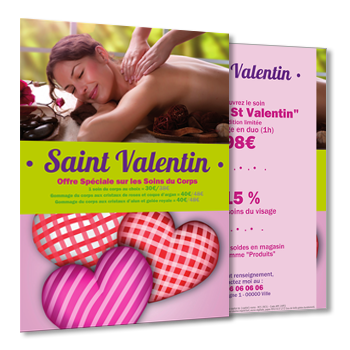 Personnaliser Flyer offre spciale Saint-Valentin soin du corps