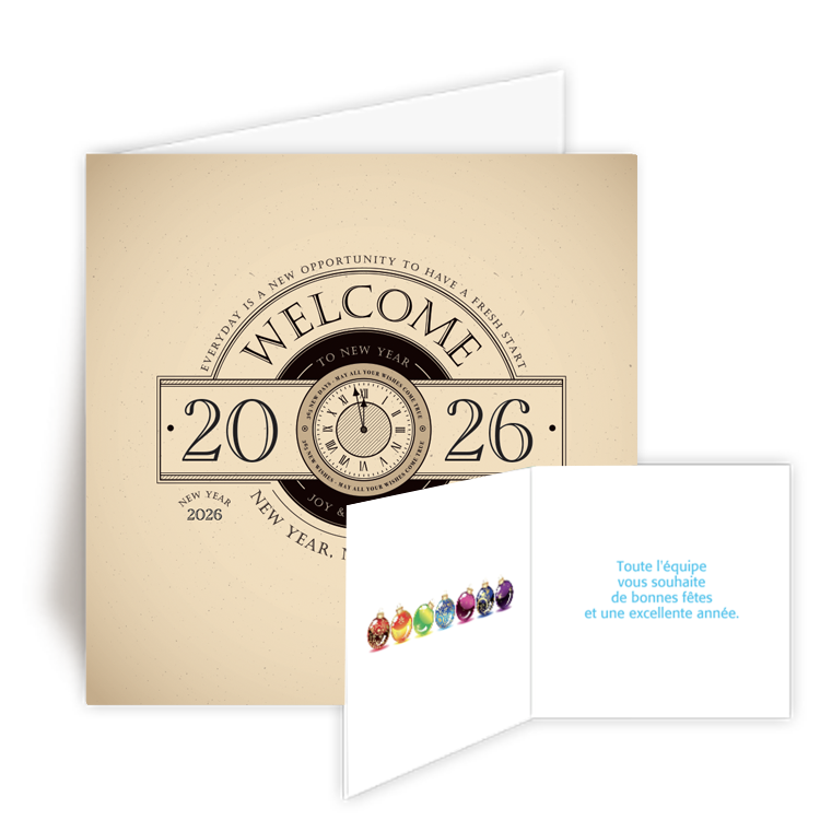 Personnaliser et commander Carte de Voeux 2026 Boules de Nol