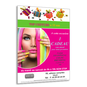 Commande  MONTCORNET, Flyer avec Photo Coiffure & Tressage