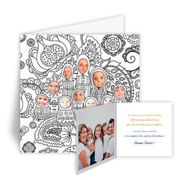 Personnaliser et commander Carte de Voeux Coloriage anti-stress familles nombreuses