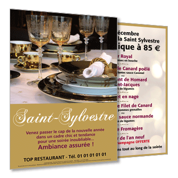 Personnaliser et commander Flyer A5 Recto-Verso Menu de la Saint Sylvestre