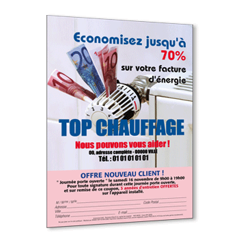 Personnaliser et commander Flyer conomie de chauffage et prix de chaudire