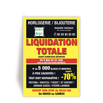 Personnaliser et commander Flyer liquidation totale avant fermeture dfinitive