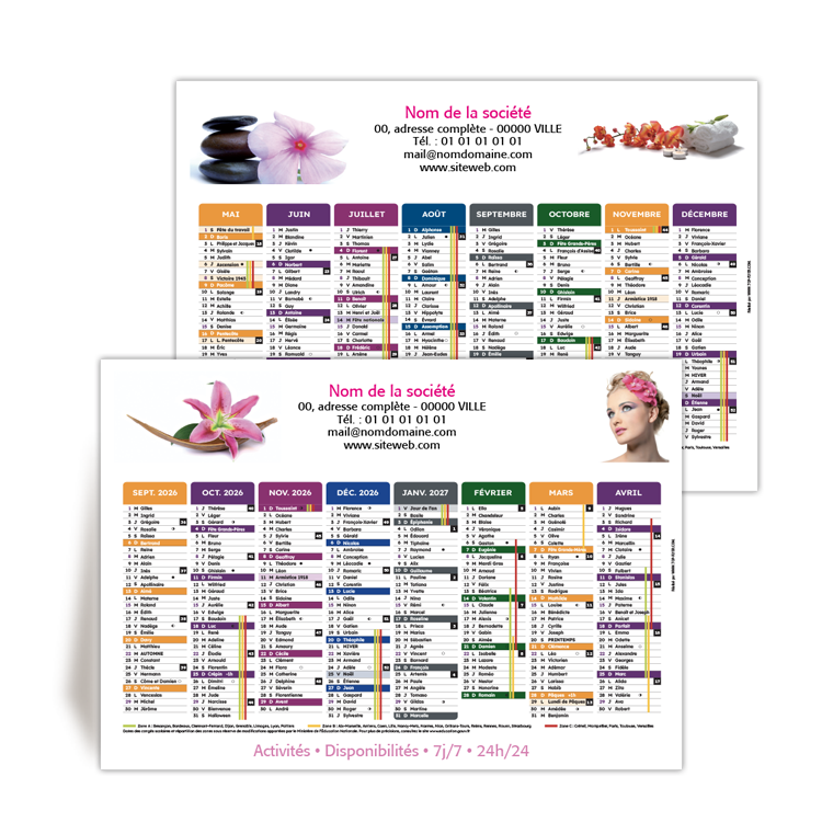 Commande � GRUCHET LE VALASSE, Calendrier A5 16 mois 2026/2027 Coiffeur � personnaliser