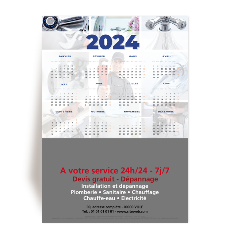 Personnaliser et commander Flyer calendrier 2024 A5 avec message