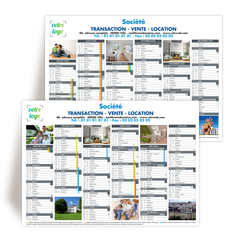 Personnaliser et commander PAO - REFONTE BAT / PRINT - Calendrier de banque A4 12 mois 2024 Immobilier transaction