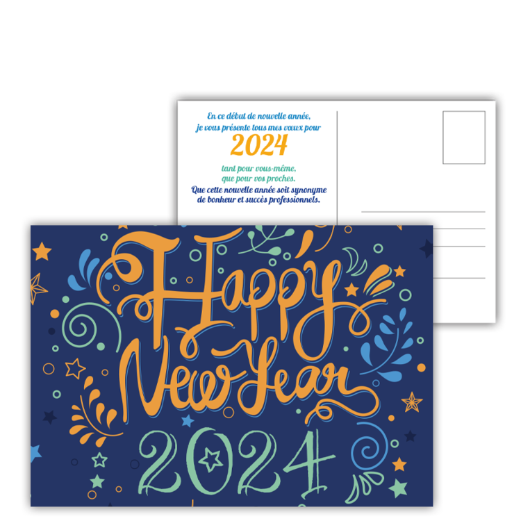 Personnaliser et commander Carte postale New Year 2024