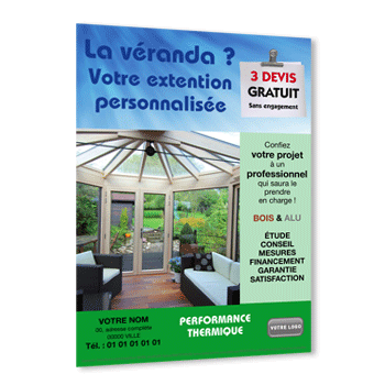 Personnaliser et commander Flyer veranda bois et alu pour extension