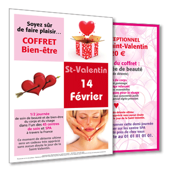 Commande à PERIGUEUX , Flyer A5 Institut de beauté St Valentin Recto-Verso