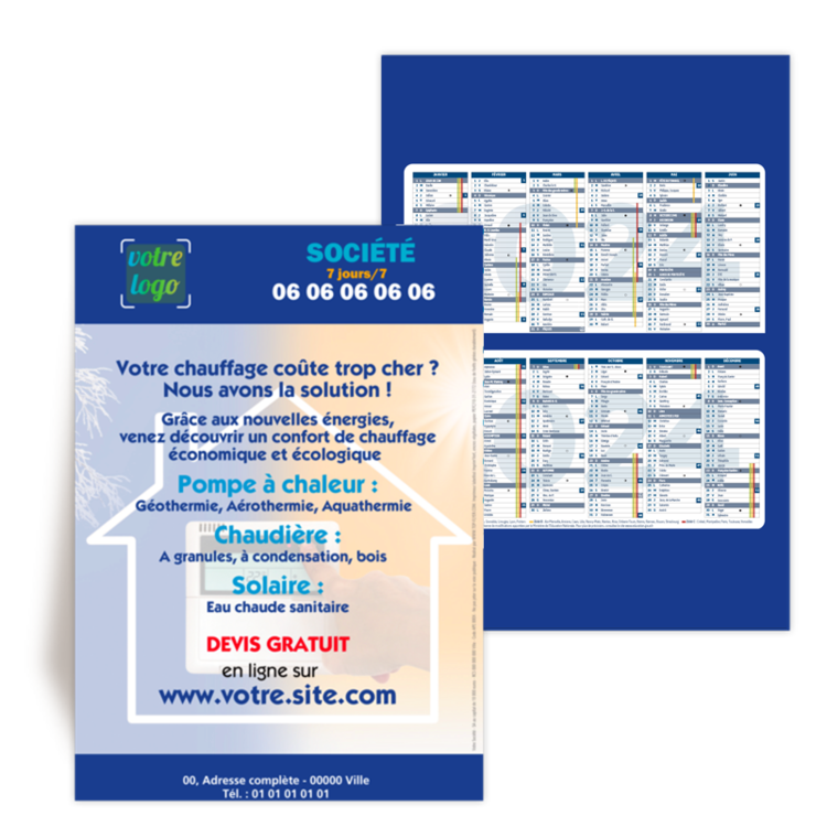 Personnaliser et commander Flyer calendrier 2024 pour lentretien dune chaudire