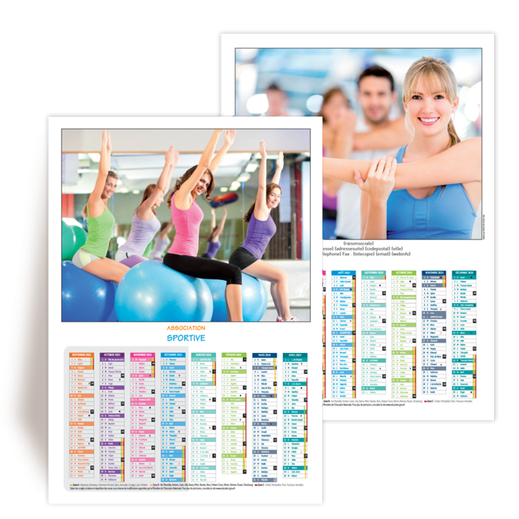 Personnaliser et commander Calendrier Mural A4 16 mois 2023/2024 Associations sportives