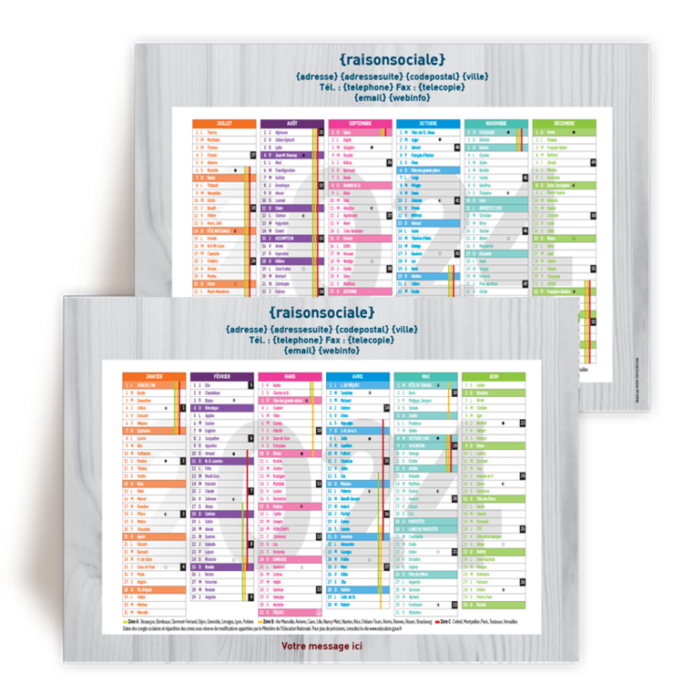 Personnaliser et commander BAT - Calendrier de banque A5 12 mois 2024 Fond texture bois