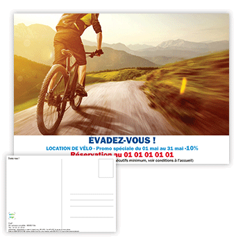 Personnaliser et commander Carte Postale pour location et randonnes en VTT ou vlo