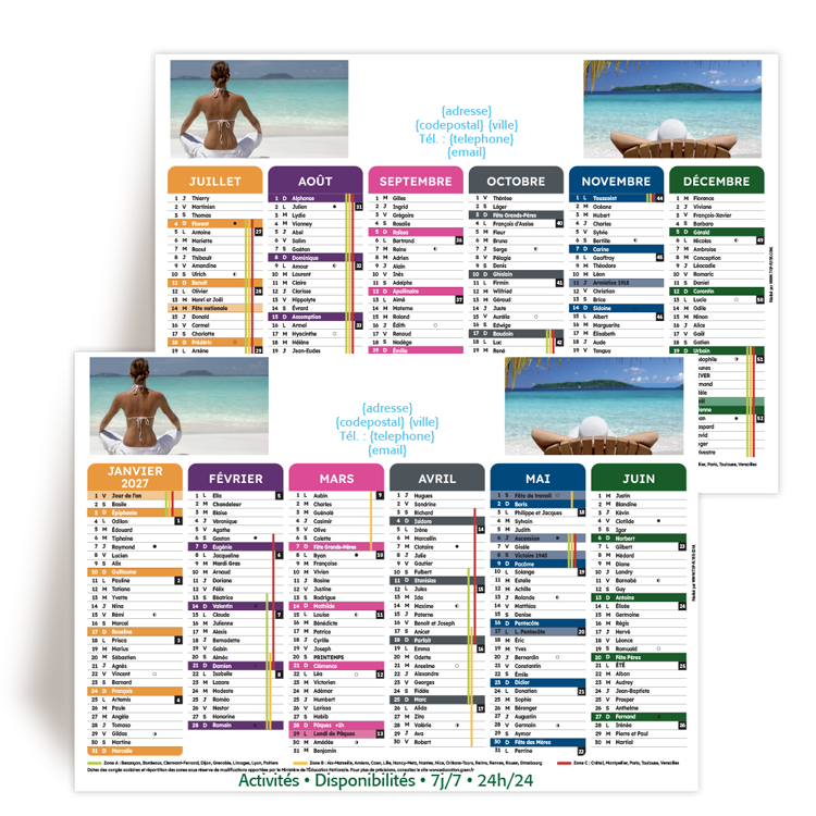 Commande � CERGY, Calendrier A5 professionnel 2027 � personnaliser