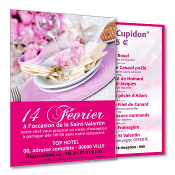 Personnaliser et commander Flyer A5 Recto-Verso Menu "Saint-Valentin"