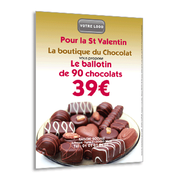 Personnaliser et commander Flyer Chocolatier A5 St Valentin avec message