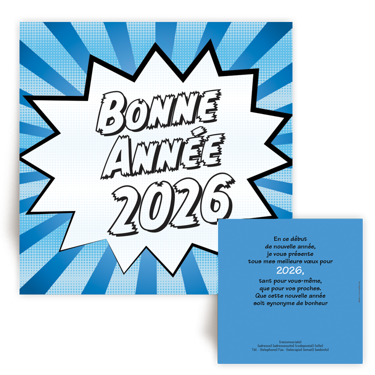 Personnaliser et commander Carte de Voeux 2026 Bande dessine