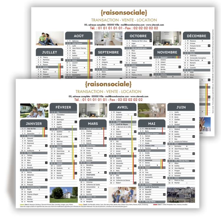 Personnaliser et commander Calendrier de banque A5 2026 Immobilier Transaction