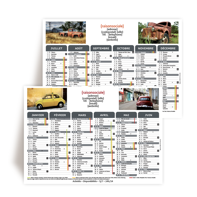 Commande  bort les orgues, Calendrier A4 2026 Automobile  personnaliser