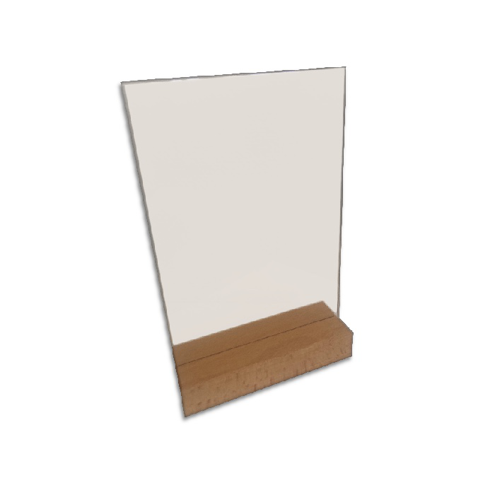 Personnaliser Le chevalet plexi avec socle bois A4