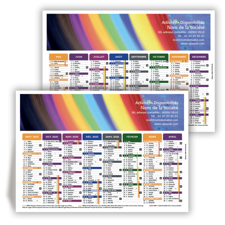 Personnaliser Calendrier A5 16 mois 2025/2026  personnaliser