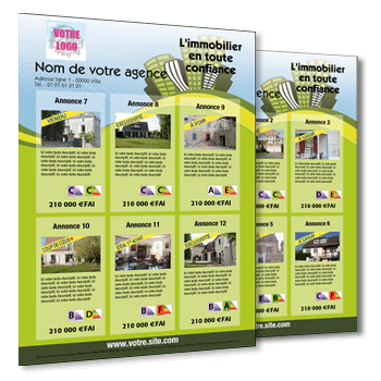 Personnaliser Flyer immobilier pour 12 annonces de biens immo