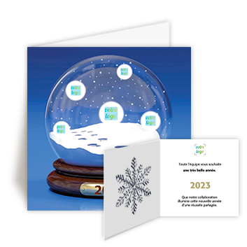 Personnaliser Carte de Voeux 2025 Votre logo dans une boule de neige