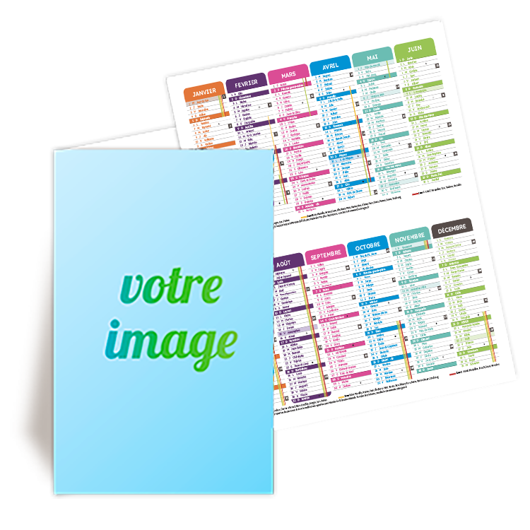 Personnaliser Calendrier de Poche 2025 avec 2 images  personnaliser