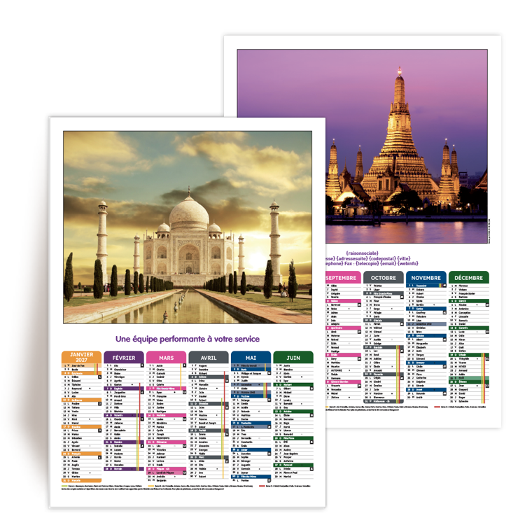 Calendrier Mural A4 2027 Voyage � personnaliser