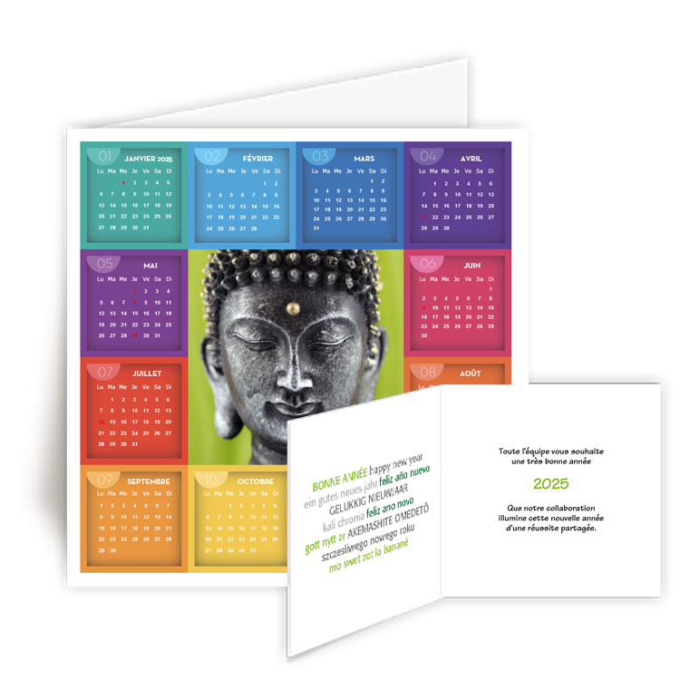 Personnaliser Carte de Voeux calendrier 2025 Zen