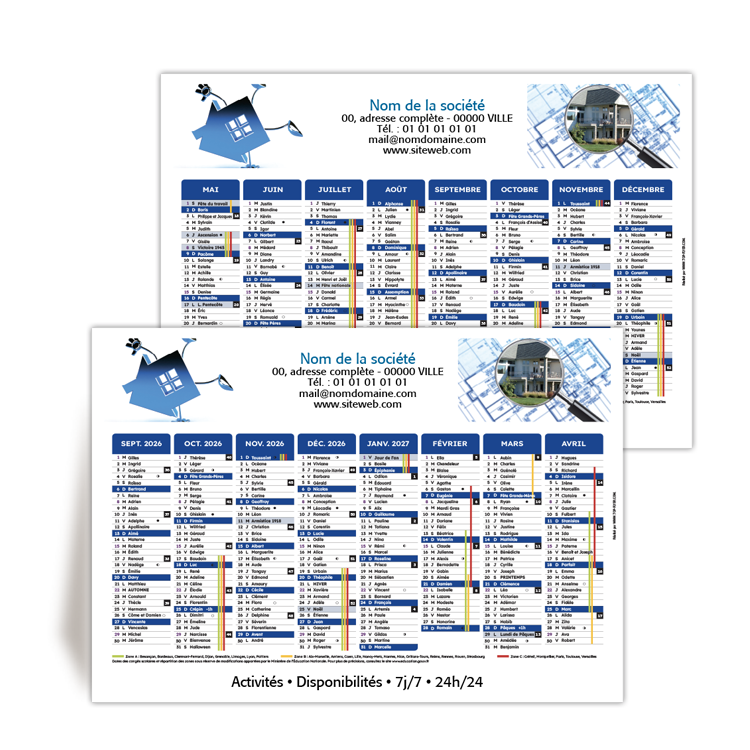 Calendrier A5 16 mois 2026/2027 Immobilier � personnaliser