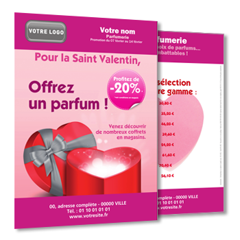 Personnaliser Flyer A5 parfumerie pour St Valentin Recto-Verso