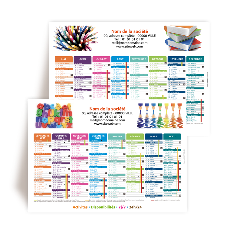 Personnaliser Calendrier A5 16 mois 2024/2025 Scolaire