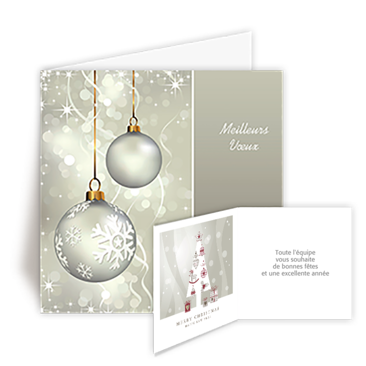 Personnaliser Carte de Voeux 2025 Hiver Argent