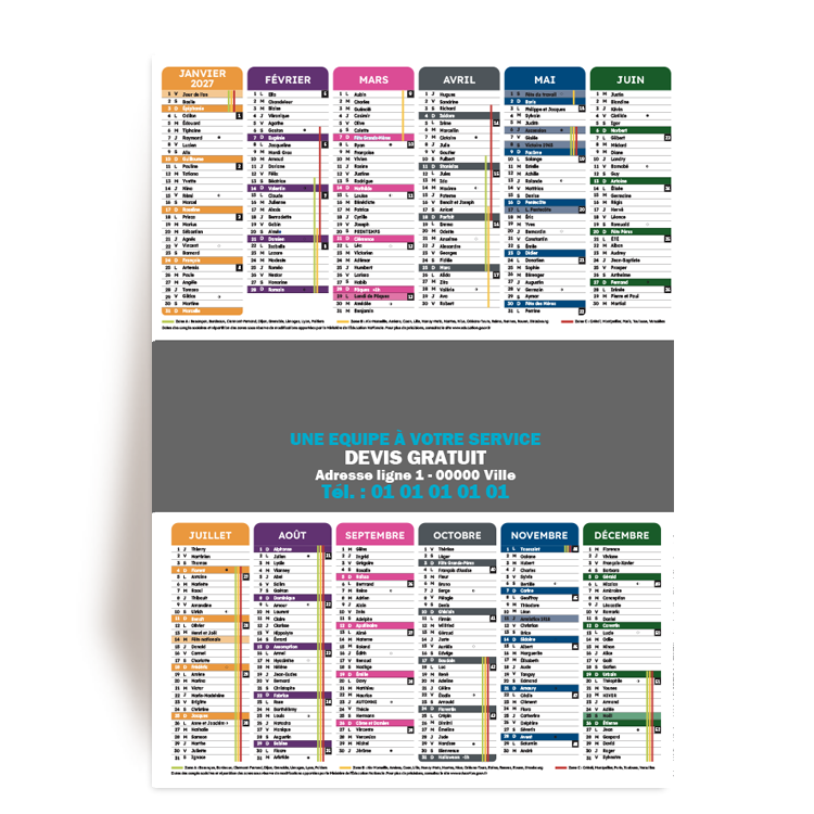 Calendrier A5 2027 publicitaire à personnaliser