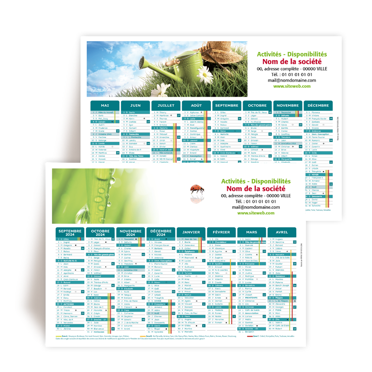 Personnaliser Calendrier A5 16 mois 2024/2025 Associations  personnaliser