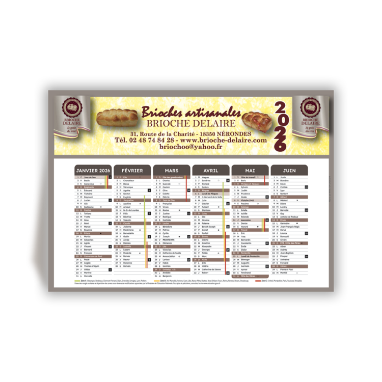 Brioche Delaire - le calendrier A5 2026