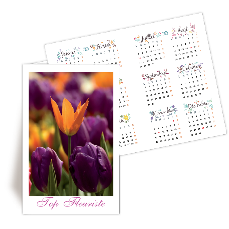 Personnaliser Calendrier de Poche 2025 Fleurs  personnaliser