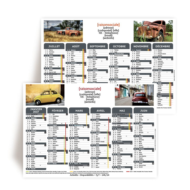 Calendrier A4 2027 Automobile � personnaliser