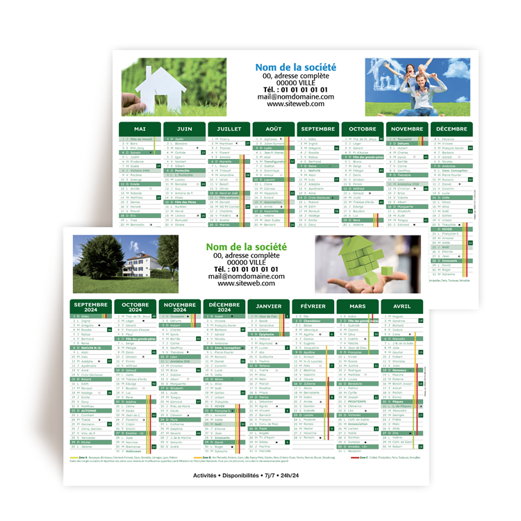Personnaliser Calendrier A4 16 mois 2024/2025 Immobilier  personnaliser