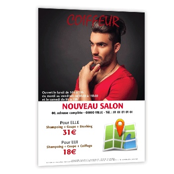 Personnaliser Prospectus Coiffeurs avec Plan d'accs au Salon de Coiffure