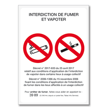 Personnaliser l'adhsif interdiction de fumer et vapoter