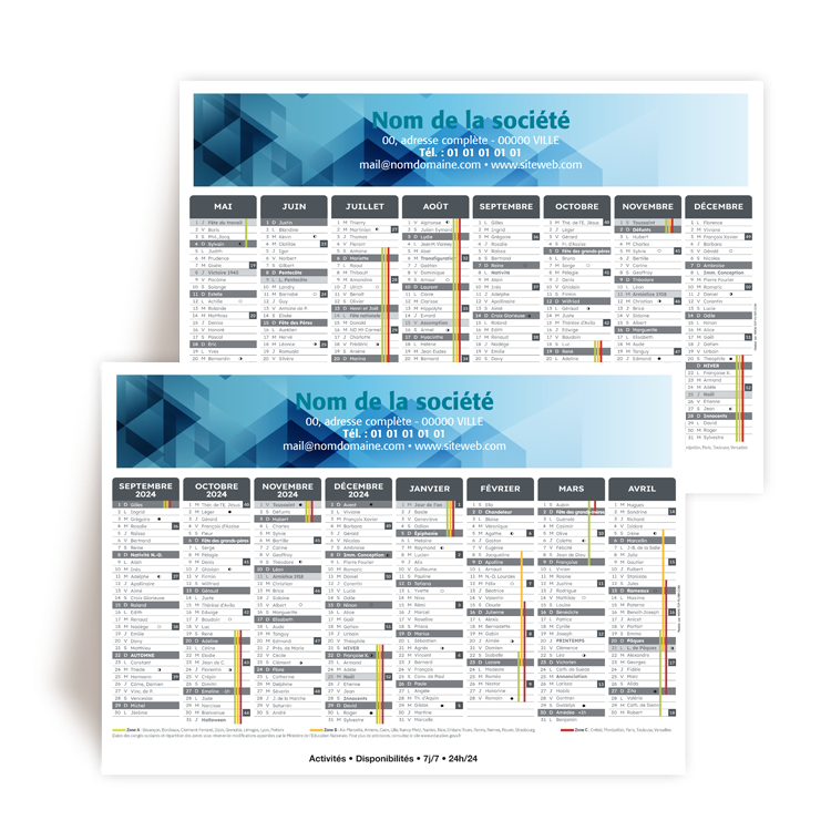 Personnaliser Calendrier A4 16 mois 2024/2025  personnaliser