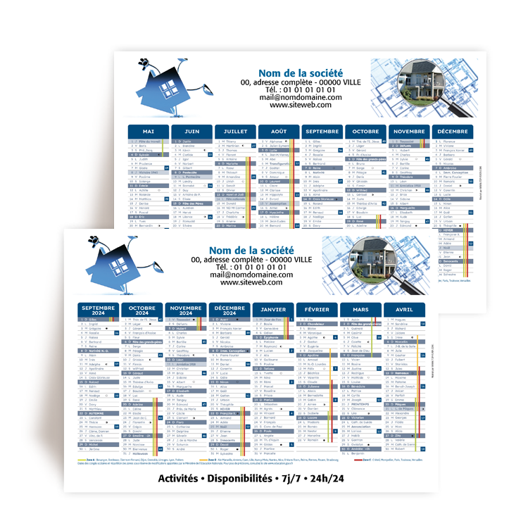 Personnaliser Calendrier A5 16 mois 2024/2025 Immobilier  personnaliser
