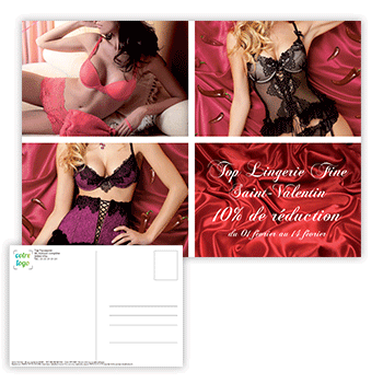 Personnaliser Carte postale lingerie avec 4 photos à personnaliser