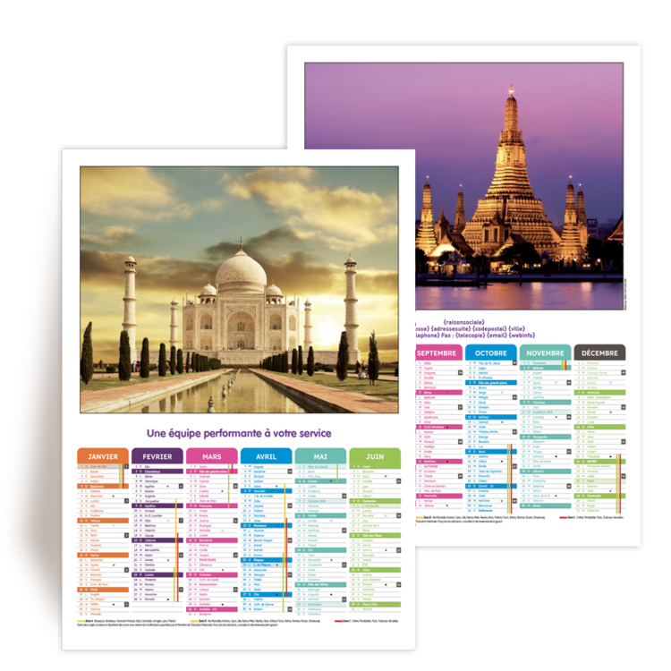 Personnaliser Calendrier Mural A4 2025 12 mois avec photos Voyage